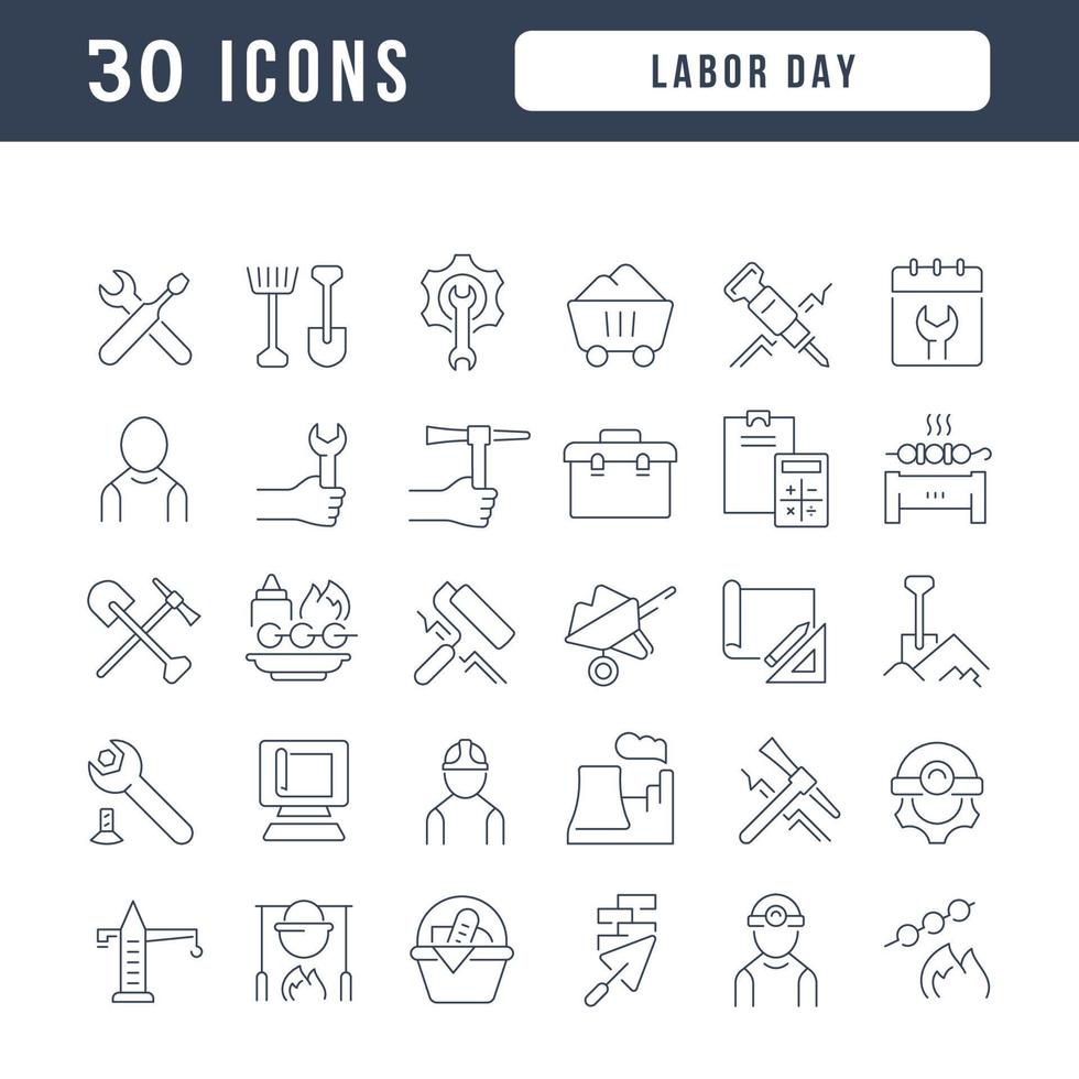 Set of linear icons of Labor Day vector