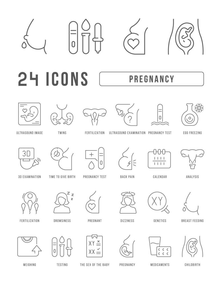 Set of linear icons of Pregnancy vector