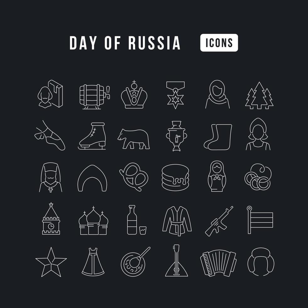 Vector Line Icons of Day of Russia