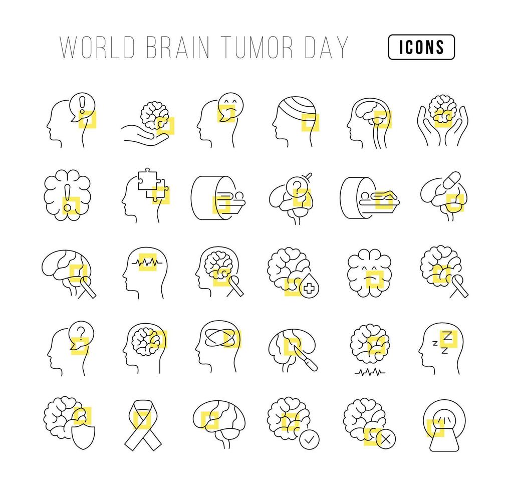 iconos de línea vectorial del día mundial del tumor cerebral vector