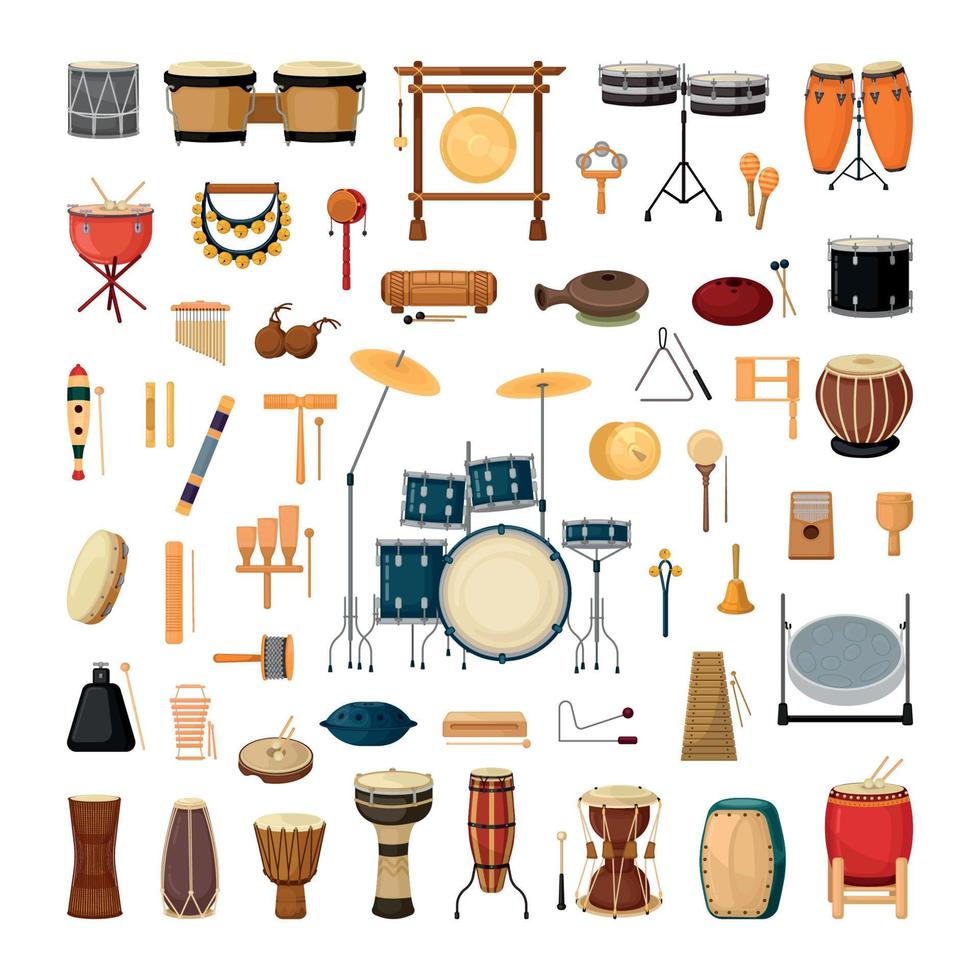 instrumentos musicales de percusión y ruido vector