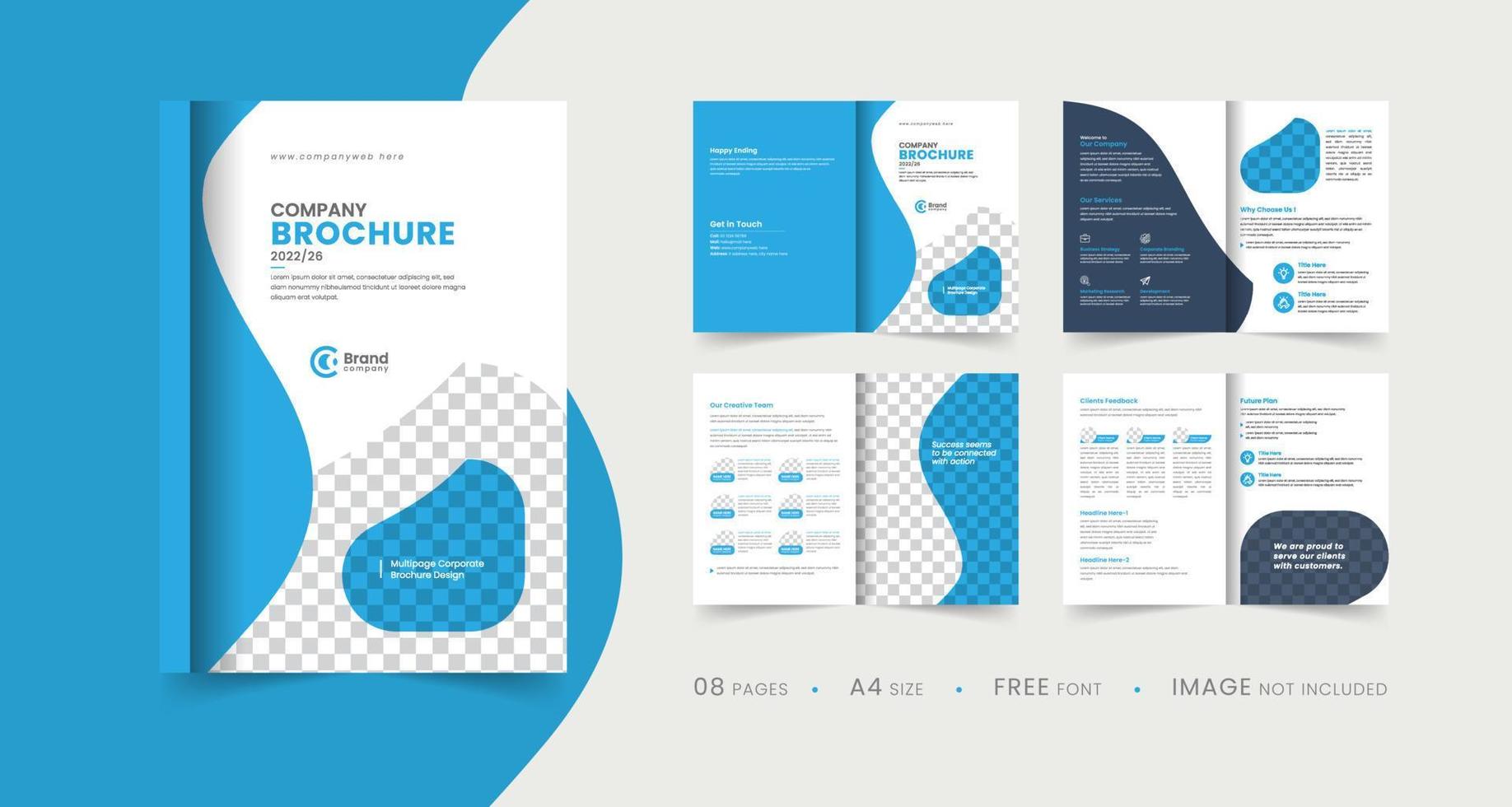 company profile brochure template layout design, multipage brochure design Free Vector