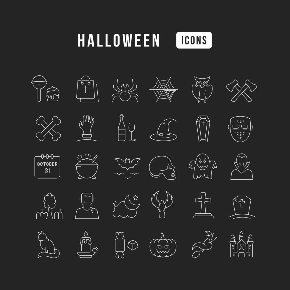 Set of linear icons of Halloween vector