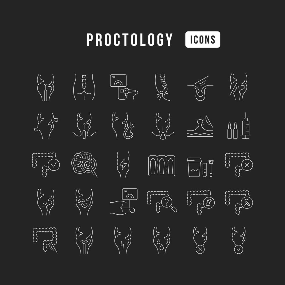 Set of linear icons of Proctology vector