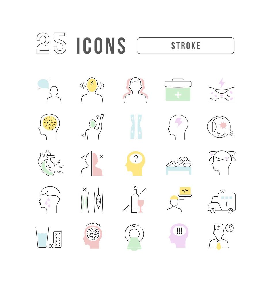 Set of linear icons of Stroke vector