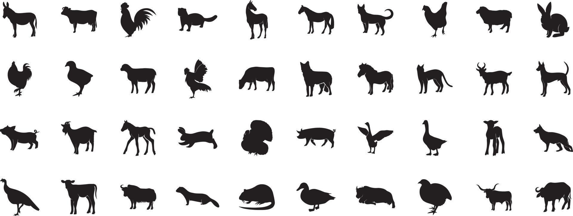 Set of Silhouettes of Pets vector