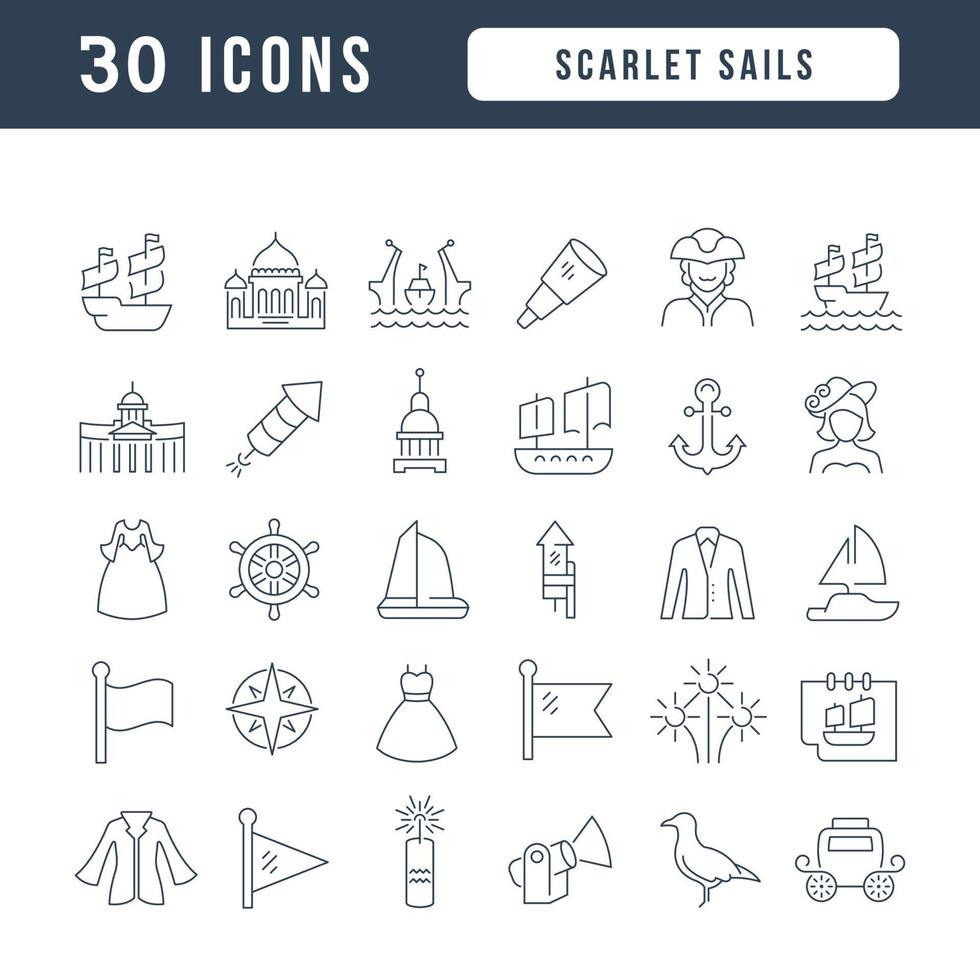 Vector Line Icons of Scarlet Sails