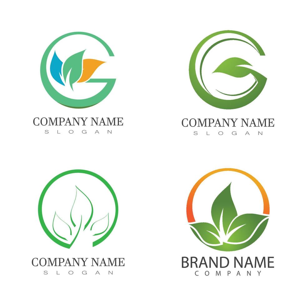 Logos of green leaf ecology nature element vector