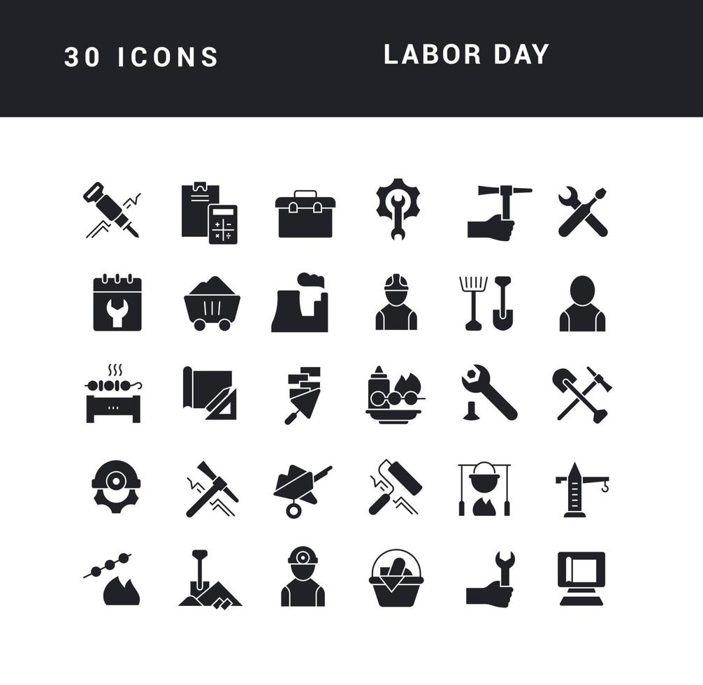 conjunto de iconos simples del día del trabajo vector