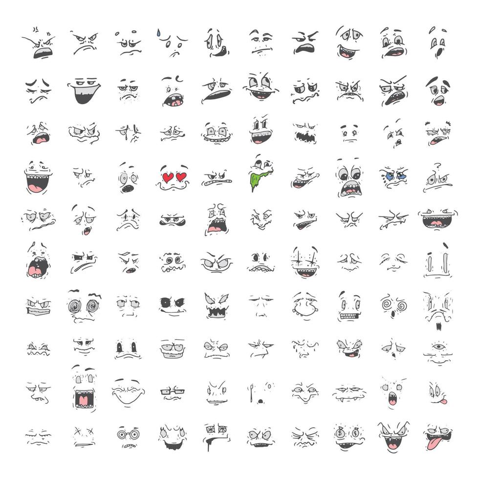 Set of Crazy and Funny Emoticons vector