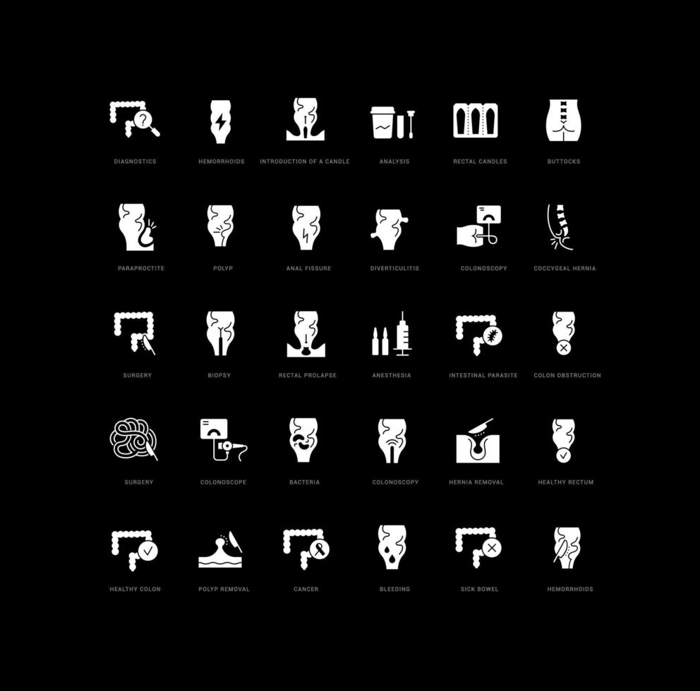 Set of simple icons of Proctology vector