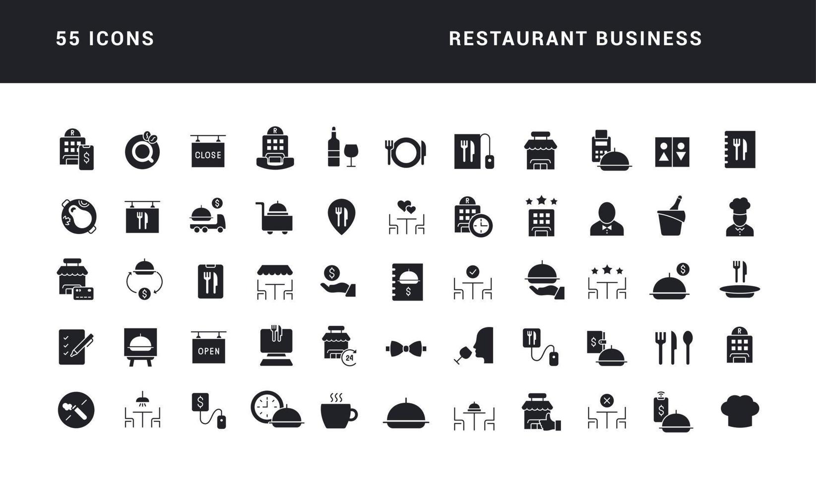 Set of simple icons of Restaurant Business vector