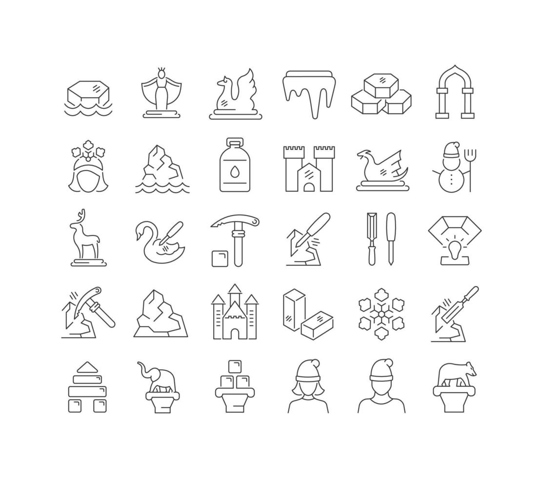 iconos de línea vectorial del festival de escultura de nieve vector