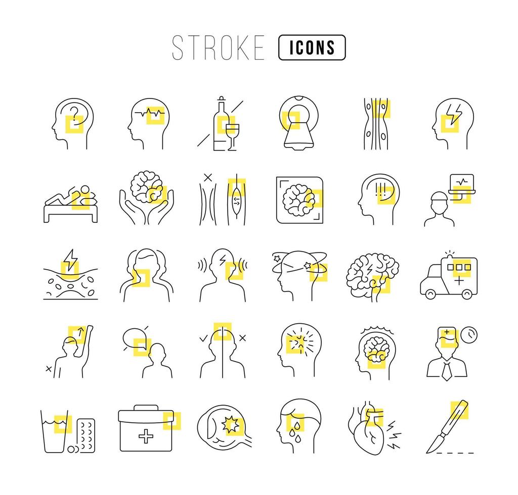 Set of linear icons of Stroke vector