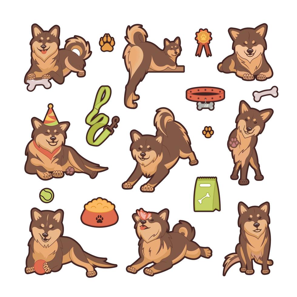Stickers of Shiba Inu Dogs vector