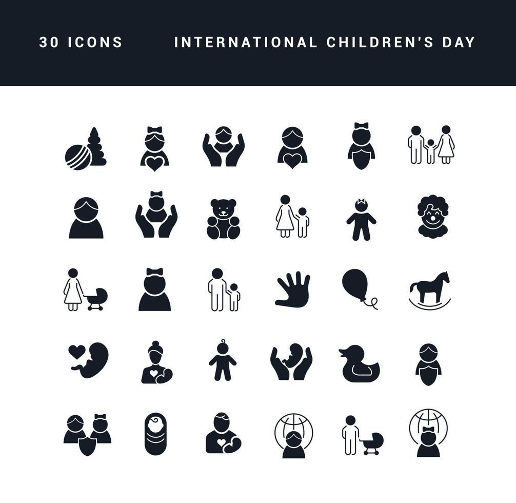 vector iconos simples del día internacional de los niños