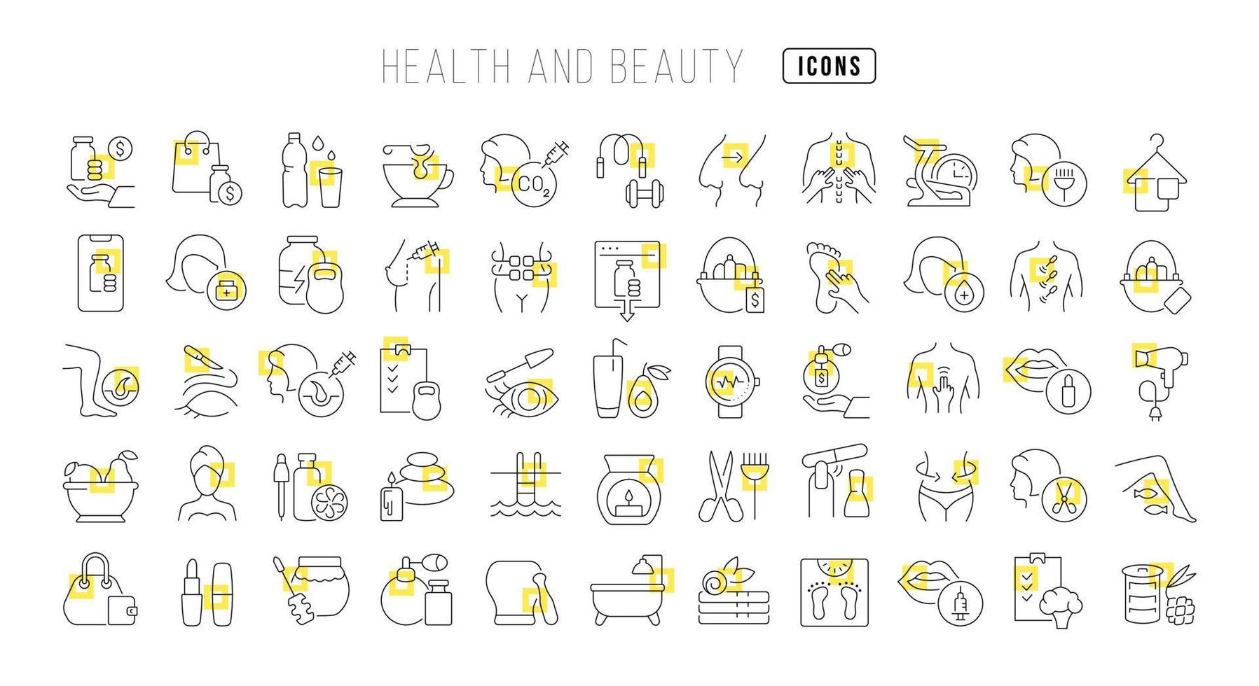 Set of linear icons of Health and Beauty vector