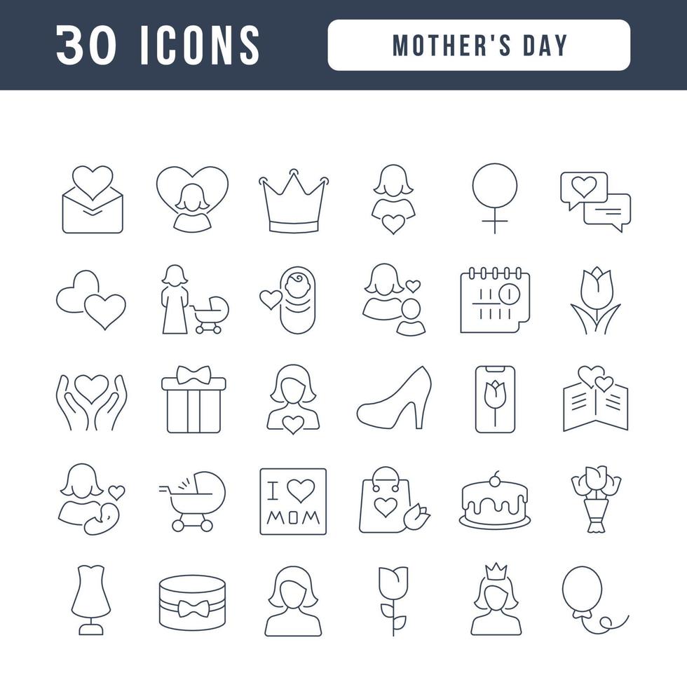 Set of linear icons of Mother's Day vector