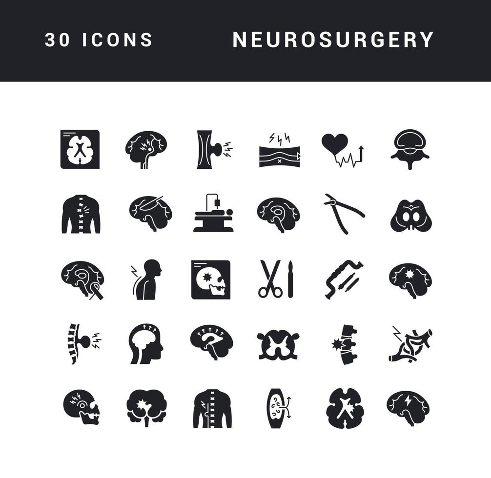 Set of simple icons of Neurosurgery vector