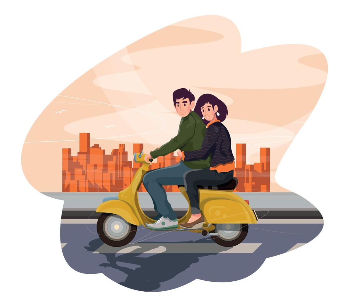 Lovers Ride a Moped vector