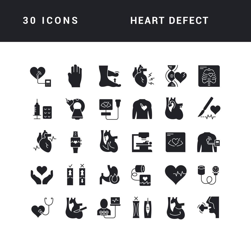 Set of simple icons of Heart Defect vector