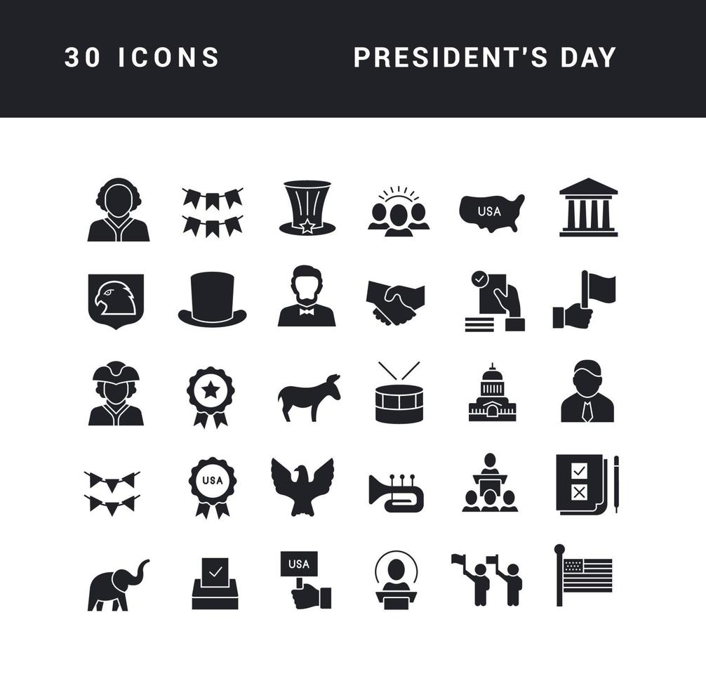 Set of simple icons of Presidents Day vector