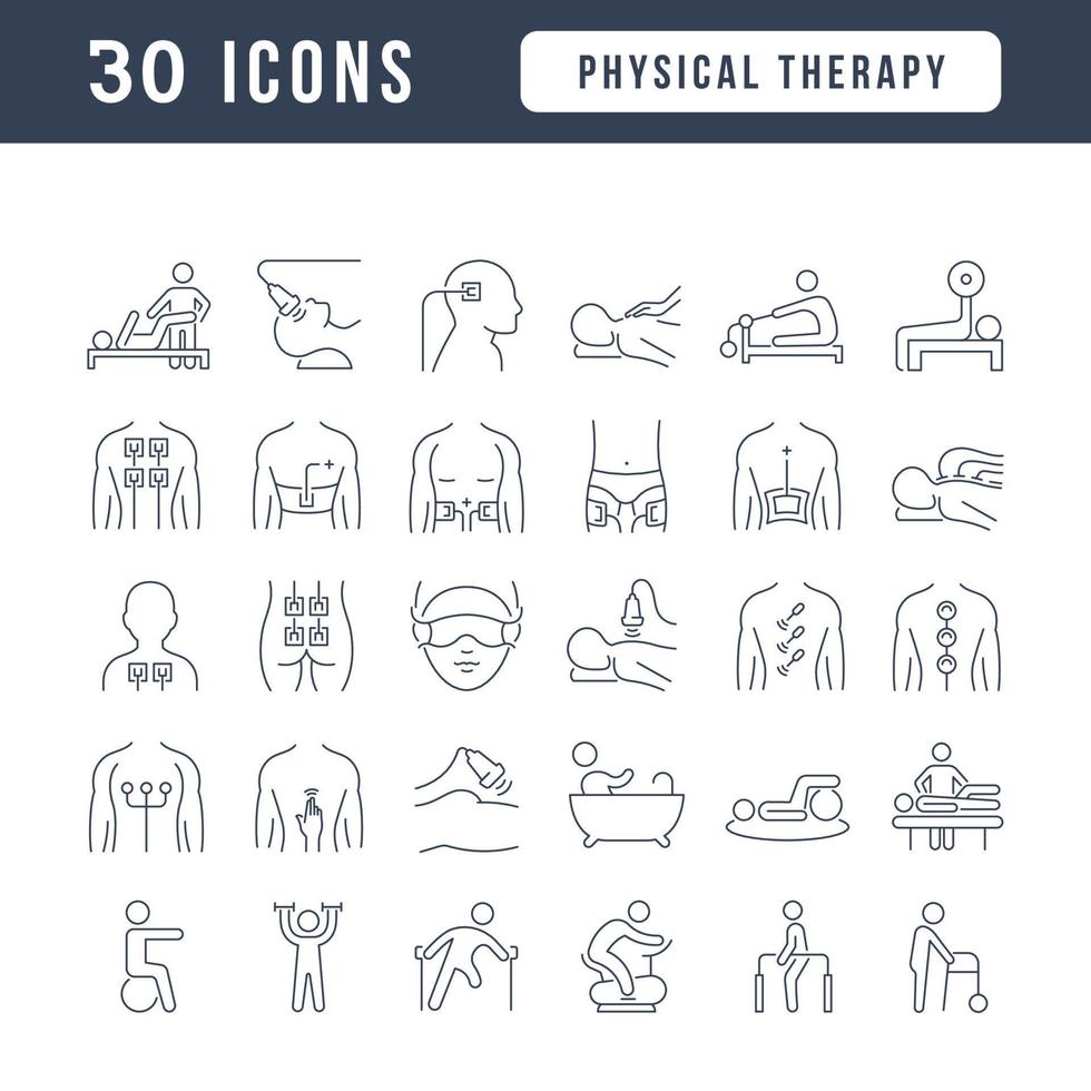 Set of linear icons of Physical Therapy vector