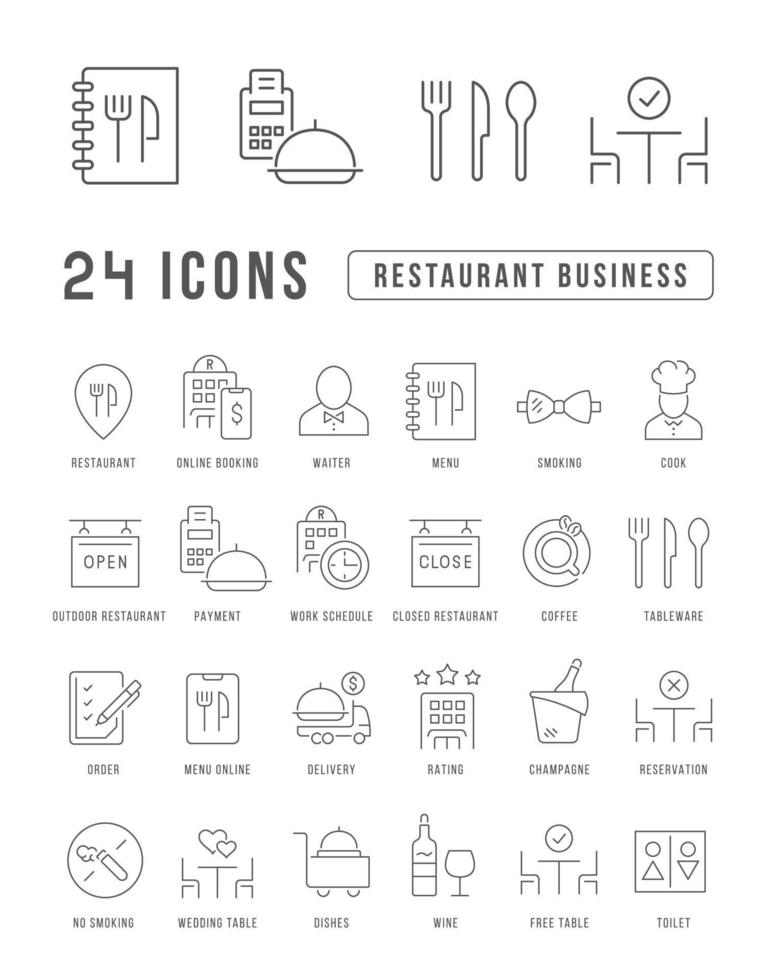Set of linear icons of Restaurant Business vector