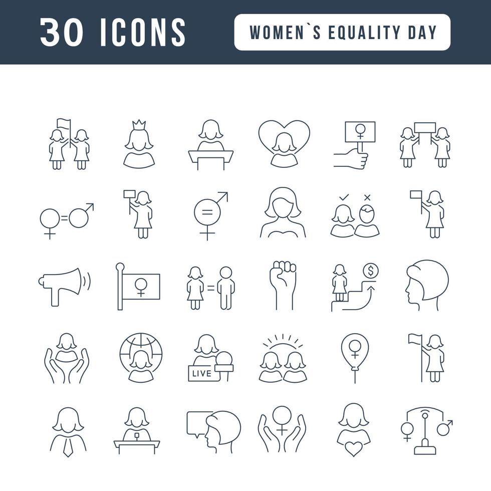 iconos de línea vectorial del día de la igualdad de la mujer vector
