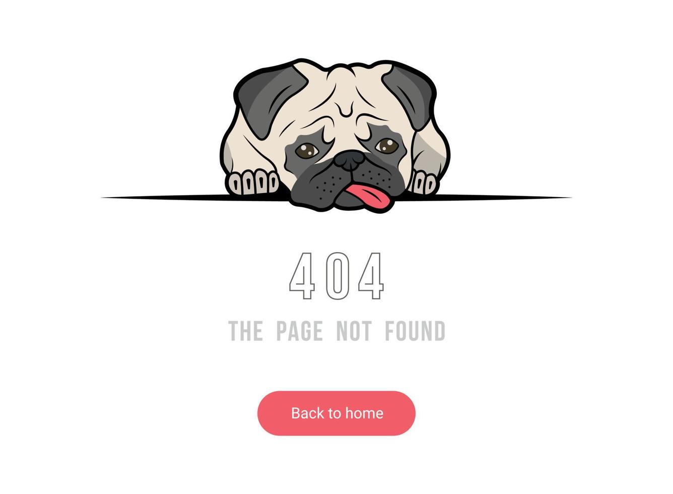 ilustración del error 404 con pug vector