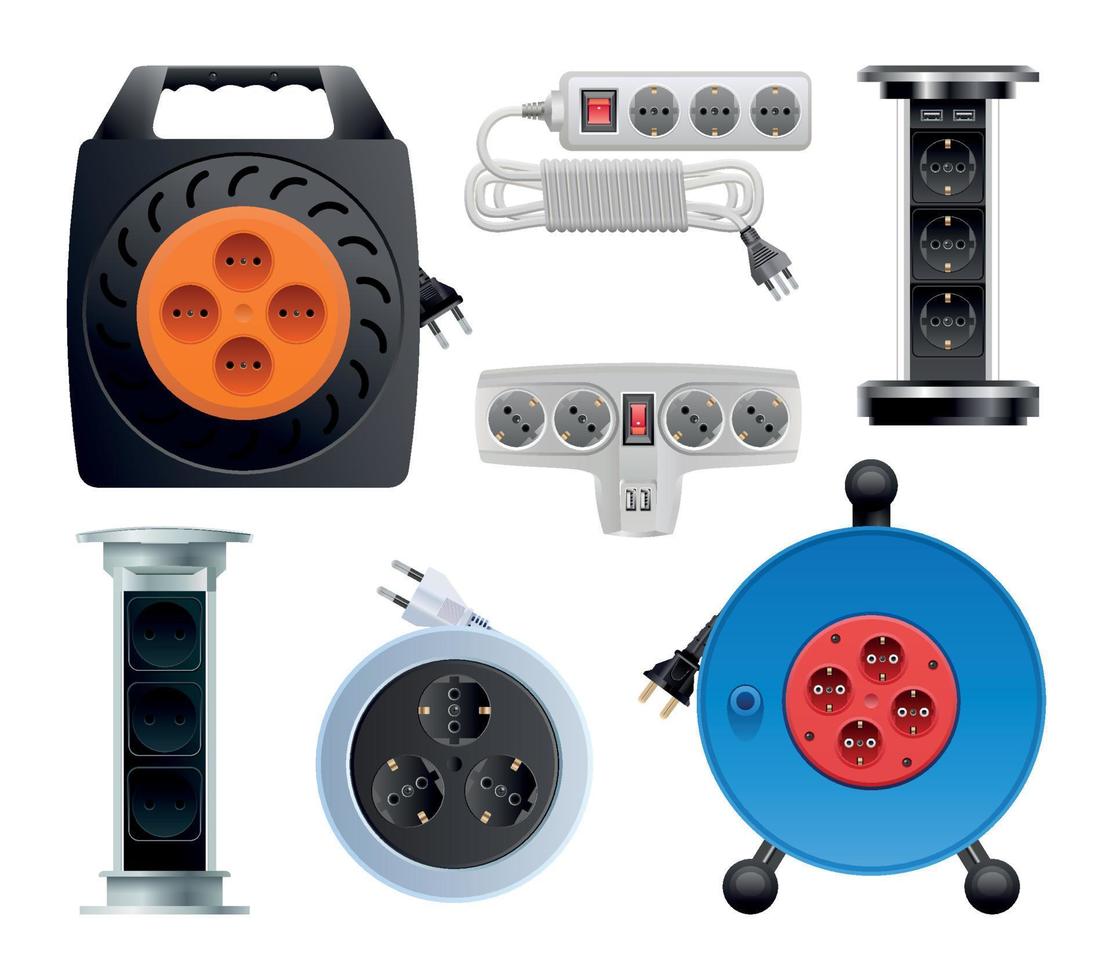 Set of Extension Cords vector