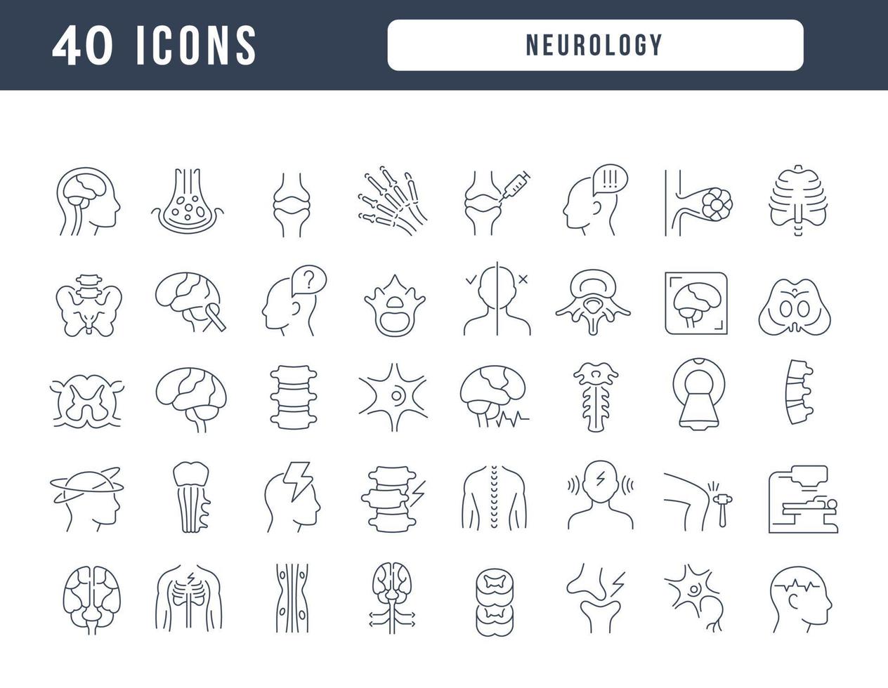 Set of linear icons of Neurology vector