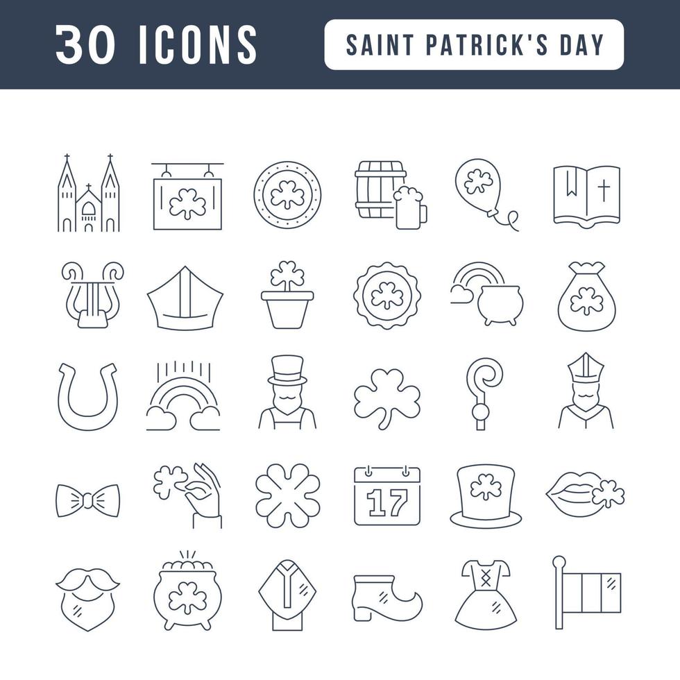 Set of linear icons of Saint Patrick's Day vector