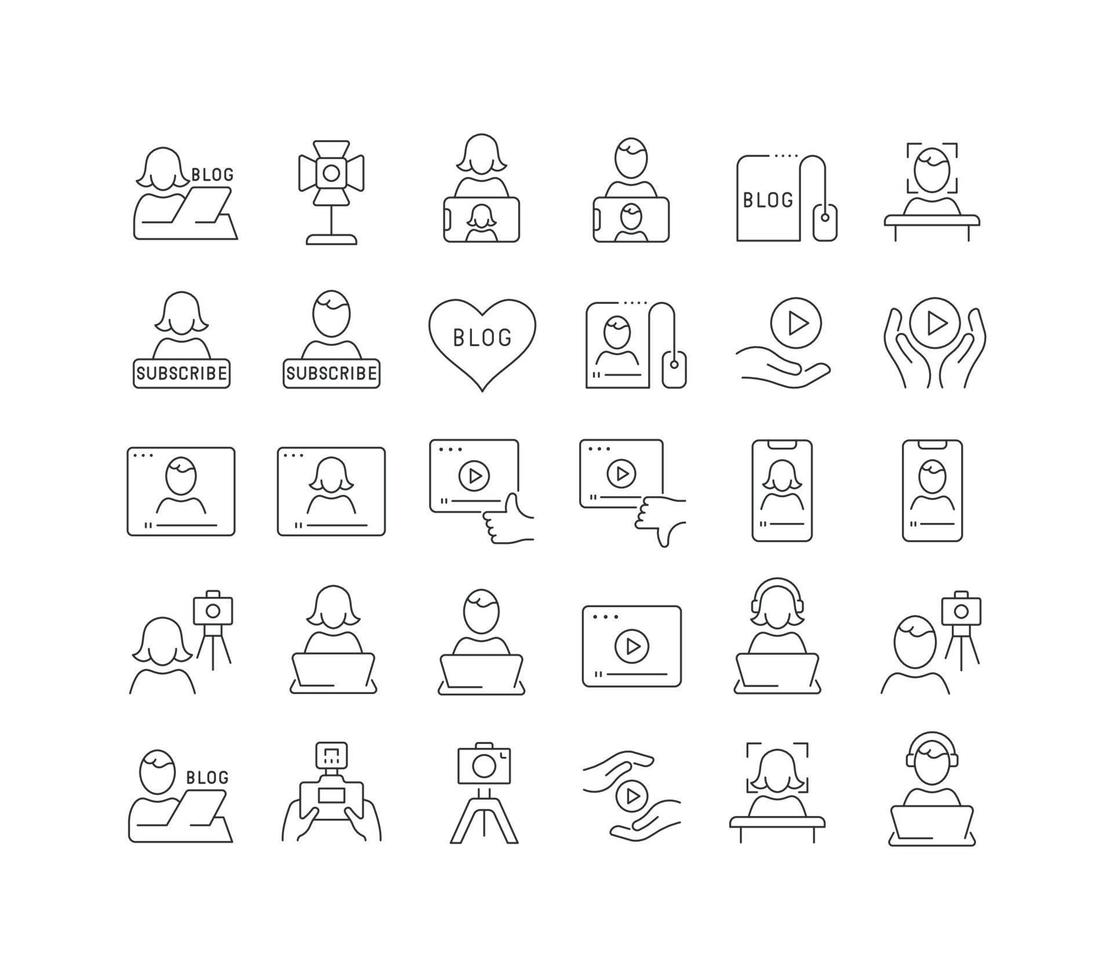 Vector Line Icons of World Blogger Day