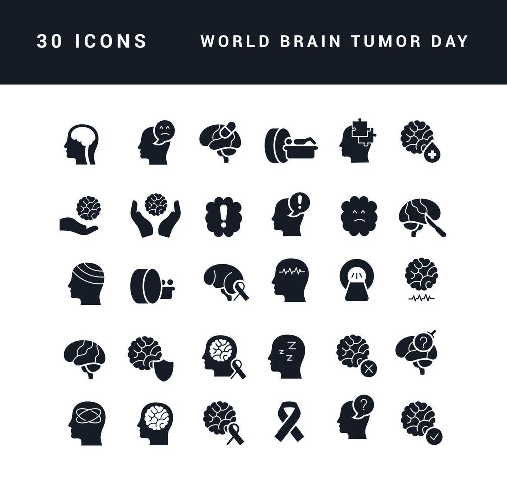 vector iconos simples del día mundial del tumor cerebral