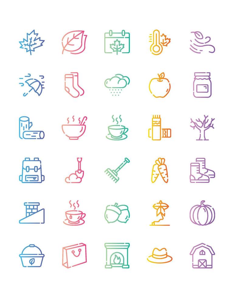 Autumn Icon Set 30 isolated on white background vector