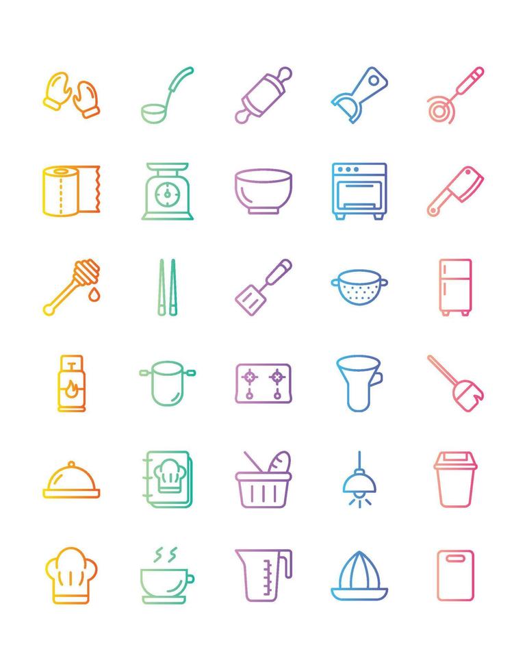 conjunto de iconos de cocina 30 aislado sobre fondo blanco vector