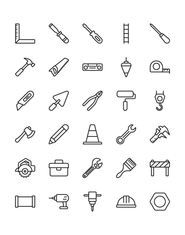 Repair tools Icon Set 30 isolated on white background vector