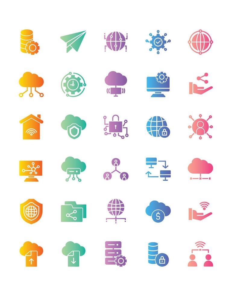 Networking Icon Set 30 isolated on white background vector