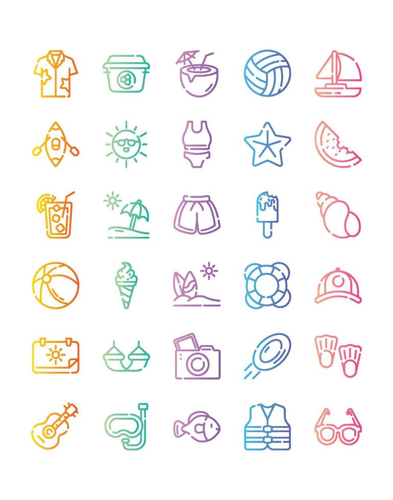 Summer Icon Set 30 isolated on white background vector