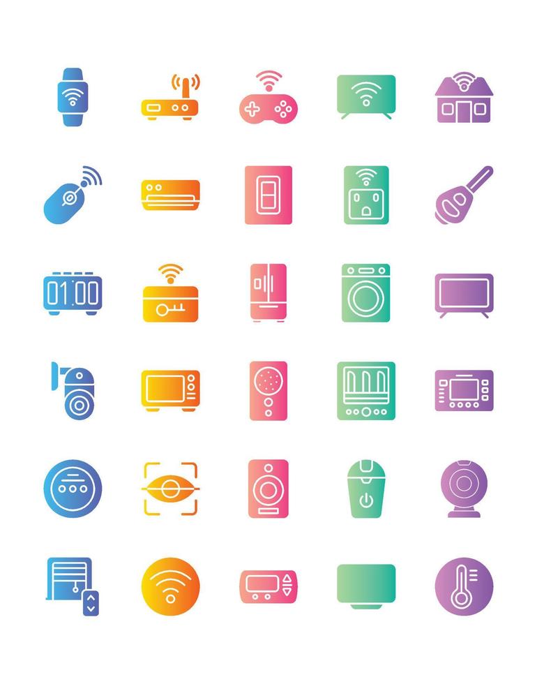 conjunto de iconos de casa inteligente 30 aislado sobre fondo blanco vector