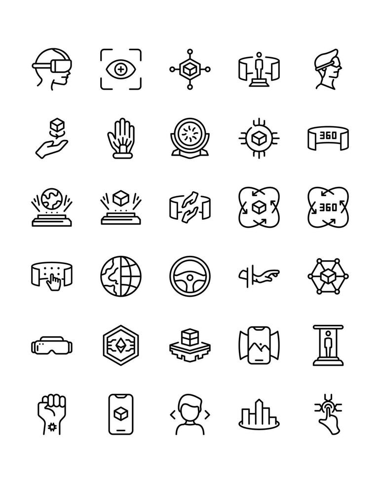Metaverse Icon Set 30 isolated on white background vector