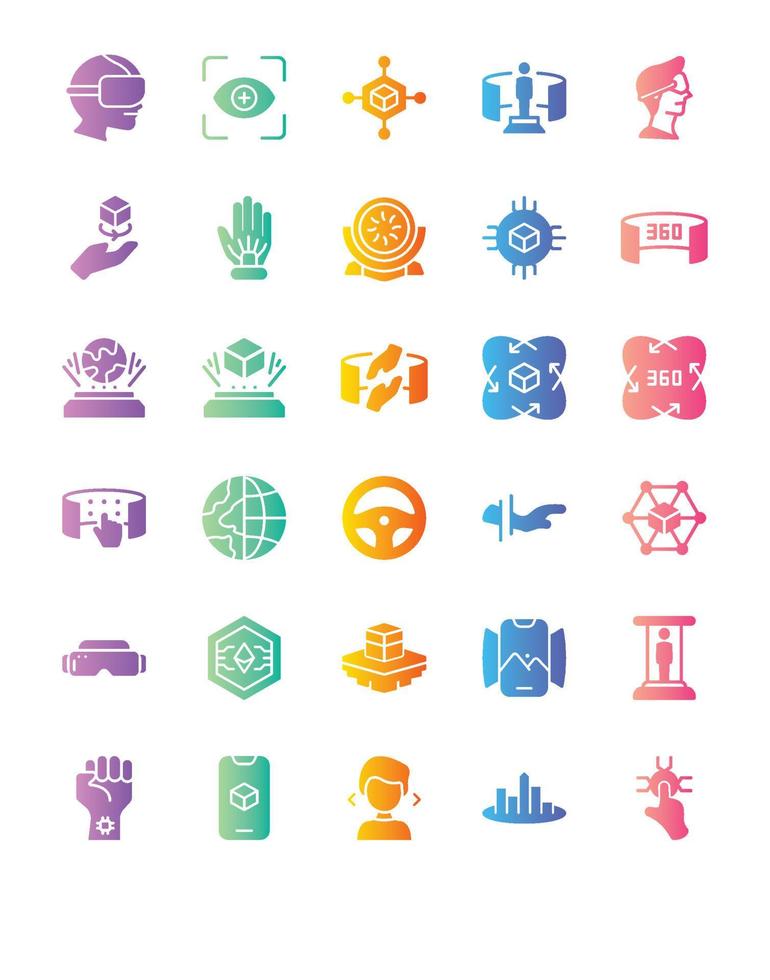 Metaverse Icon Set 30 isolated on white background vector