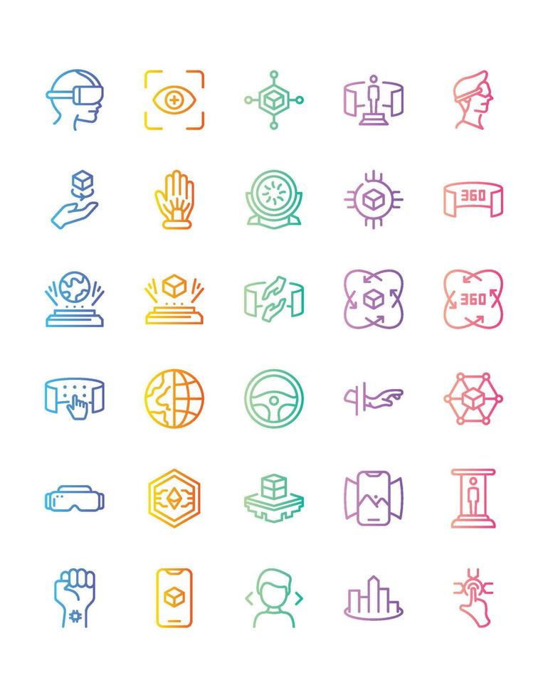 conjunto de iconos de metaverso 30 aislado sobre fondo blanco vector