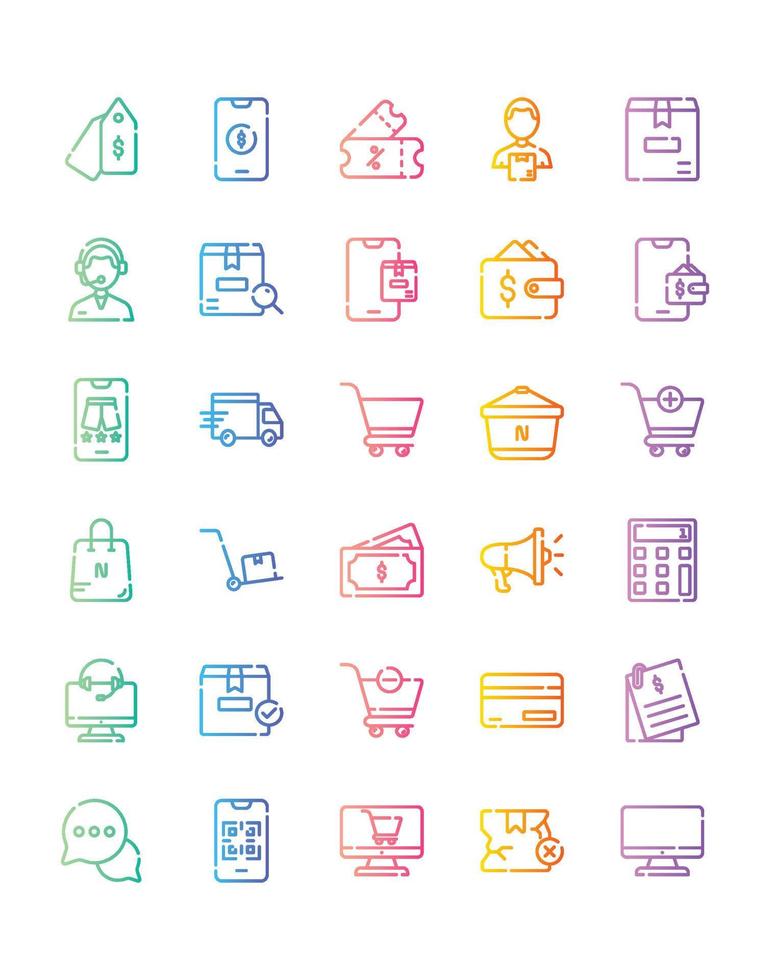 Ecommerce Icon Set 30 isolated on white background vector