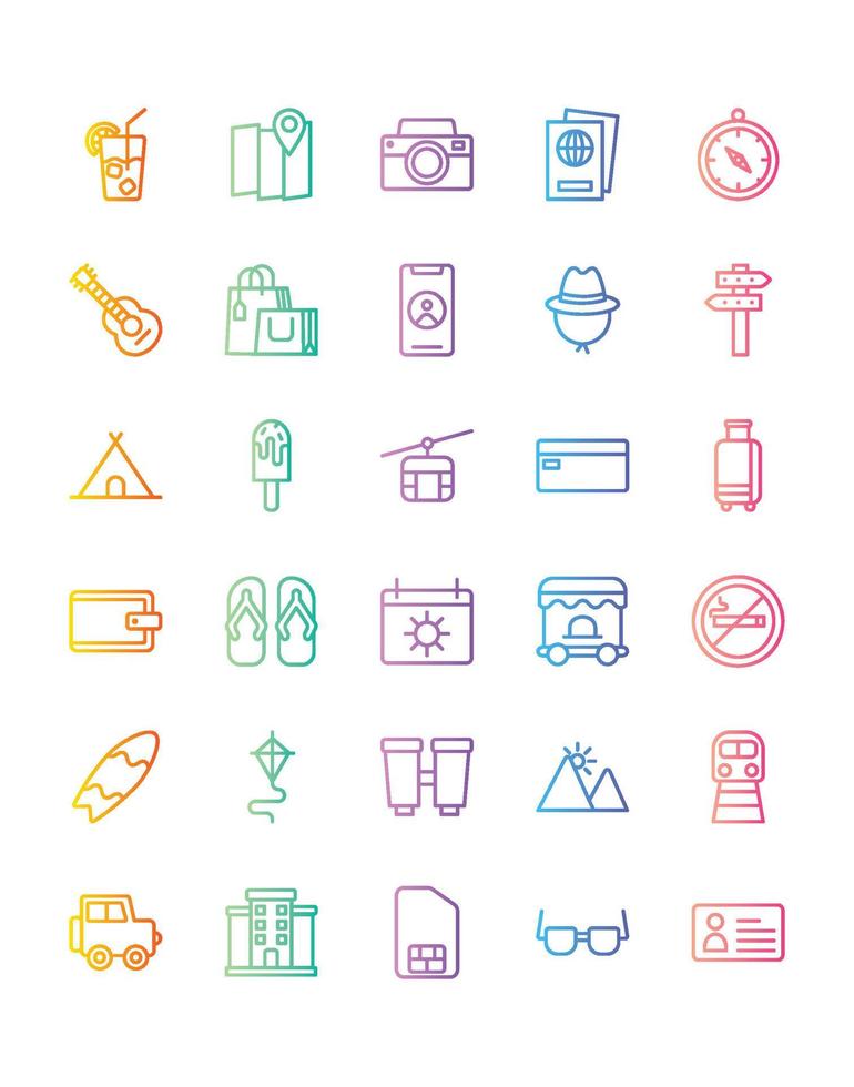 Travel and holidays Icon Set 30 isolated on white background vector