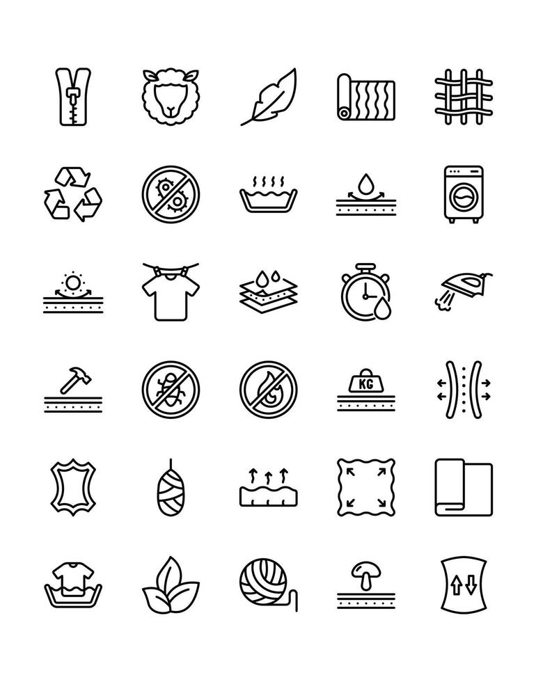 Fabric Icon Set 30 isolated on white background vector