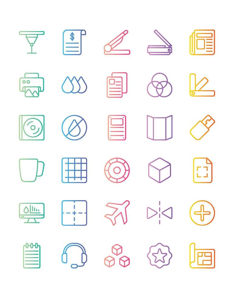 Printing Icon Set 30 isolated on white background vector