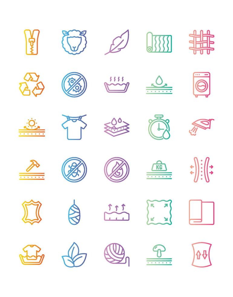 Fabric Icon Set 30 isolated on white background vector