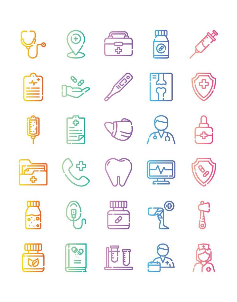 Medicine Icon Set 30 isolated on white background vector